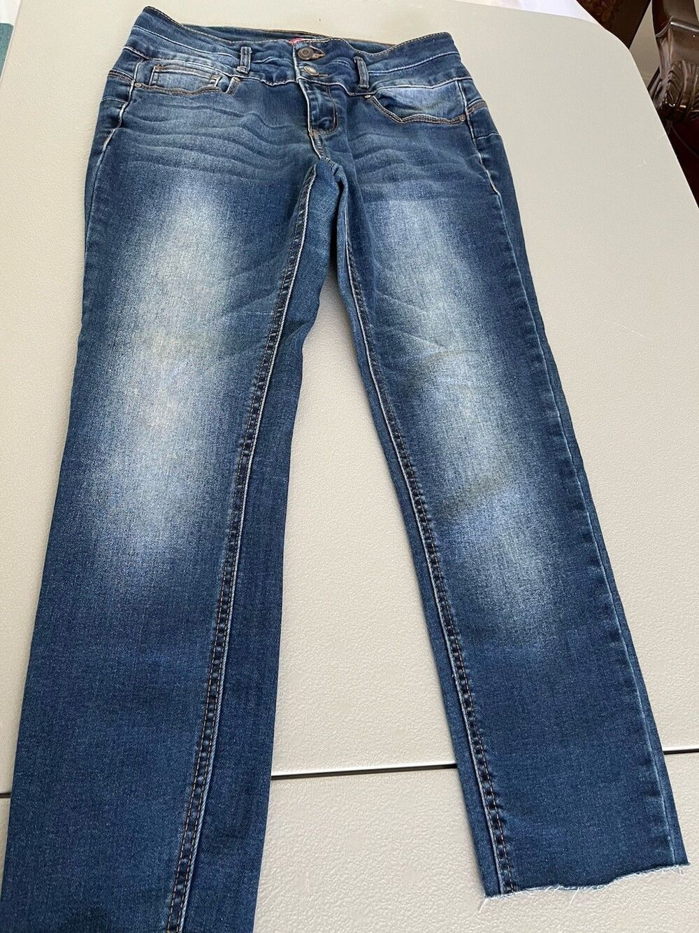 WAX Womens Jeans Butt I Love You Size 9 Dark Wash Blue Stretch Cropped Slim